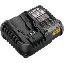 Nabíječka akumulátorů DeWalt DCB1104 pro 12 Volt a 18 Volt XR Lithium-iontové akumulátory s indikací nabití a McLaren Logo.