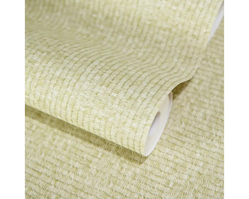 Béžová strukturovaná vliesová tapeta s tkaným vzhledem v designu sisal.