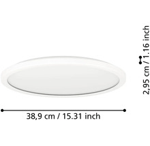 Kulatý LED panel s rozměry: průměr 38,9 centimetrů a výška 2,95 centimetrů.