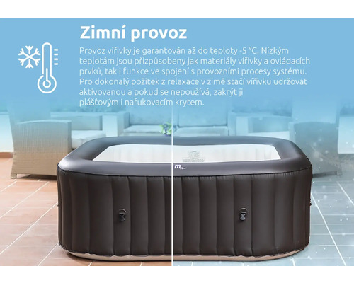 Nafukovací vířivka vhodná pro zimní provoz do minus 5 stupňů Celsia.