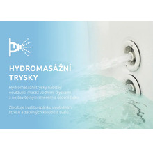 Hydromasážní trysky ve vířivé vaně s nastavitelným směrem a tlakem vody pro uvolnění svalů.