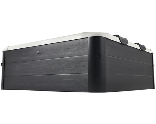 Vířivka MSpa čtvercová s venkovním obložením v dekoru dřeva a opěrkami hlavy.