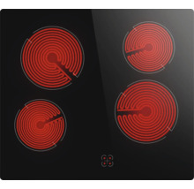 Sklokeramická varná deska se čtyřmi varnými zónami a dotykovým ovládáním.