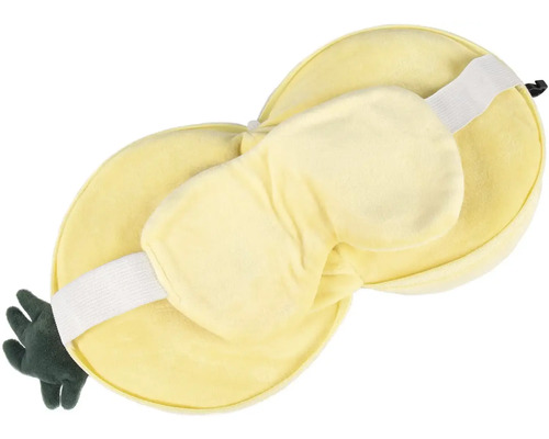 Žlutá maska na spaní z měkkého plyše s elastickým páskem v designu ananasu.