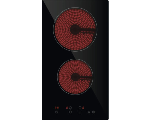 Sklokeramická varná deska se dvěma varnými zónami a dotykovým ovládacím panelem včetně funkce časovače.