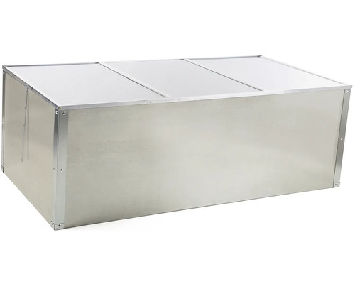 Obdélníkové pařeniště s hliníkovým rámem a průsvitnými polykarbonátovými deskami, třídílné víko.