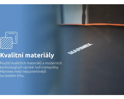 Detail skákací plochy trampolíny Marimex z kvalitního materiálu s Marimex Logo.