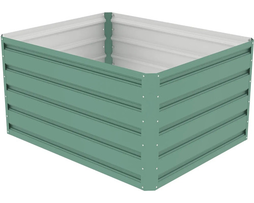 Obdélníkový vyvýšený záhon z kovu s vlnitou strukturou pro zahradu.