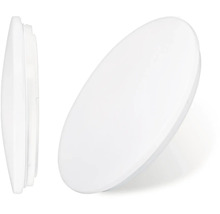 Kulaté bílé stropní nebo nástěnné LED svítidlo v bočním a šikmém předním pohledu.