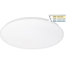 Kulaté bílé stropní LED svítidlo s nastavitelnou teplotou barev od 3000 Kelvinů do 6500 Kelvinů.