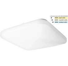 Čtvercové LED stropní svítidlo s oblými rohy a nastavitelnou teplotou barev od 3000 do 6500 Kelvinů.