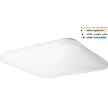 Čtvercové stropní svítidlo s nastavitelnou teplotou barvy světla 3000 až 6500 Kelvinů.