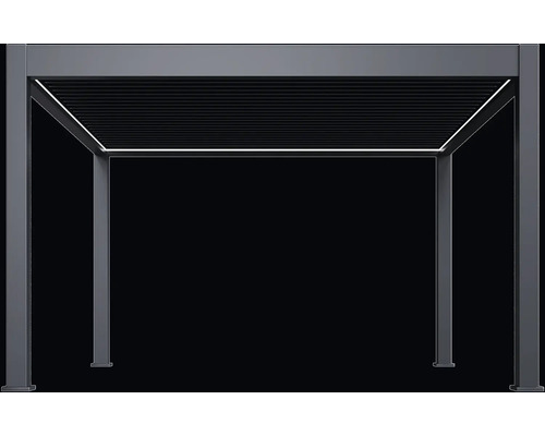 Hliníková pergola v antracitové barvě s lamelovou střechou a integrovaným LED osvětlením