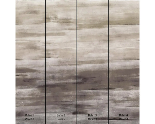 Fototapeta s abstraktním horizontálním vzorem v akvarelovém vzhledu, znázorněná ve čtyřech očíslovaných pruzích.