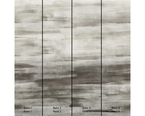 Fototapeta s horizontální betonovou strukturou v šedých odstínech, zobrazená ve čtyřech očíslovaných pruzích.