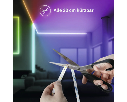 LED pásek zkracovaný nůžkami, lze zkrátit každých 20 centimetrů.