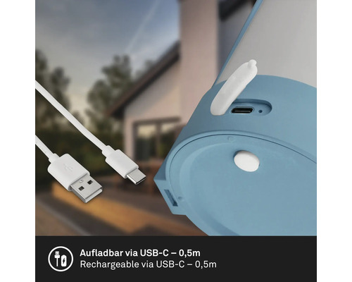 Detailní pohled na produkt s USB-C konektorem a 0,5 metru dlouhým nabíjecím kabelem USB.