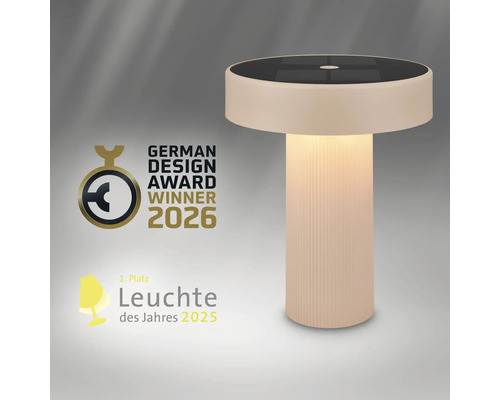 Válcová stolní lampa, vítěz German Design Award 2026 a 1. místo Svítidlo roku 2025.