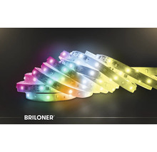 LED pásek Briloner se změnou barev a bílým světlem pro dekorativní osvětlení. Briloner Logo.