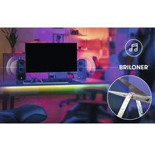 Briloner Logo, herní sestava s LED páskem, synchronizace s hudbou a zobrazení zkrátitelného LED pásku.