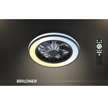 Stropní ventilátor Briloner s LED světelným kroužkem a dálkovým ovládáním, stmívatelný, nastavitelná teplota barev.