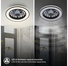 Stropní ventilátor s LED osvětlením, světlo a ventilátor lze ovládat samostatně.