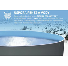 Informace o úspoře peněz a vody díky správnému zazimování venkovního bazénu.