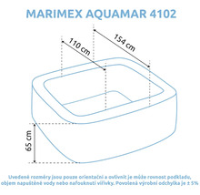 Rozměrový nákres vířivky Marimex Aquamar 4102 s rozměry 154 centimetrů délka, 110 centimetrů šířka a 65 centimetrů výška.