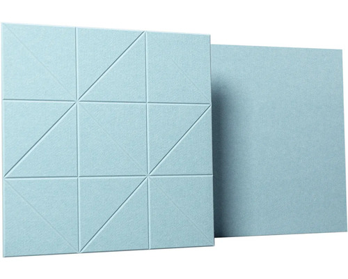 Akustický panel z plsti s geometrickým trojúhelníkovým vzorem pro montáž na stěnu.
