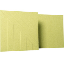 Akustický panel se svislými a diagonálními drážkami, strukturovaný povrch.