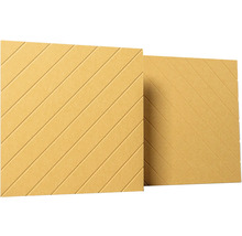 Akustický panel s diagonálním vzorem drážek, žlutý