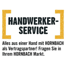 Logo řemeslnického servisu Hornbach: vše z jedné ruky s Hornbachem jako smluvním partnerem pro profesionální montáž a realizaci projektů.