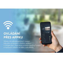 Ovládání vířivky pomocí mobilní aplikace přes zabudovaný wi-fi modul pro nastavení teploty a masážních funkcí.