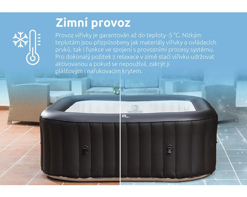 Nafukovací vířivka vhodná pro zimní provoz do minus 5 stupňů Celsia se symbolem mrazuvzdornosti.