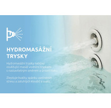 Hydromasážní trysky ve vířivé vaně s proudící vodou.