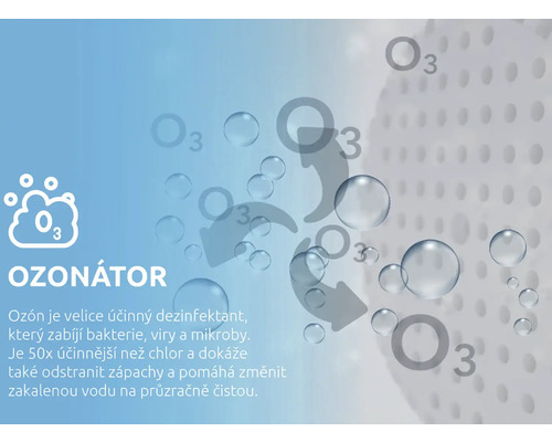 Infografika o čištění vody ozonátorem pro dezinfekci vody a odstranění bakterií a virů