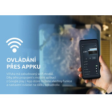 Ovládání vířivky přes mobilní aplikaci pomocí Wi-Fi modulu pro dálkové nastavení teploty a funkcí.