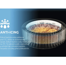 Nafukovací vířivka s funkcí Anti-Icing, která automaticky ohřívá vodu při nízkých teplotách, aby zabránila zamrznutí a poškození.