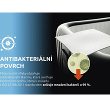 Antibakteriální povrch vířivky snižuje množení bakterií o 99 procent v souladu se standardem ISO 22196:2011.