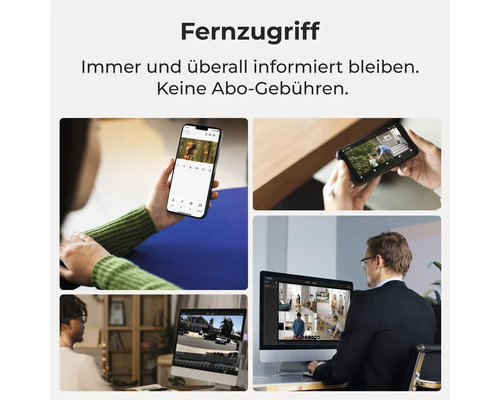 Vzdálený přístup ke kamerovému systému přes chytrý telefon, notebook a monitor bez poplatků za předplatné.