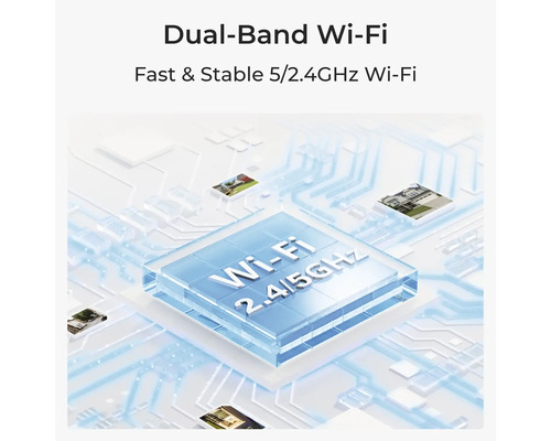 Ilustrace dvoupásmového Wi-Fi čipu pro připojení 2,4 a 5 gigahertzů na plošném spoji.