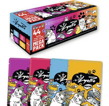 Krmivo pro kočky LyoPro meow Mega Pack se 44 kapsičkami různých druhů.