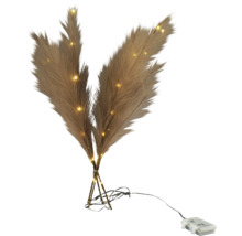 Umělá pampová tráva s LED osvětlením, 3 stonky, na baterie, pro vnitřní použití.