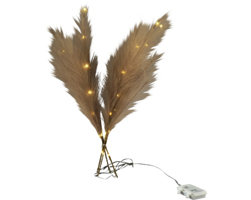 Umělá pampová tráva s LED osvětlením, 3 stonky, na baterie, pro vnitřní použití.
