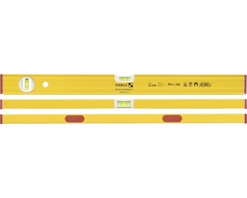 Vodováha Stabila typ 80 ASM, délka 60 centimetrů, s magnety, jednou horizontální a jednou vertikální libelou.