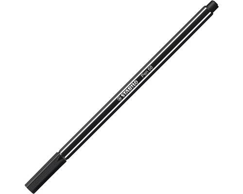 Černý fix Stabilo Pen 68 s šestihranným tělem a víčkem.