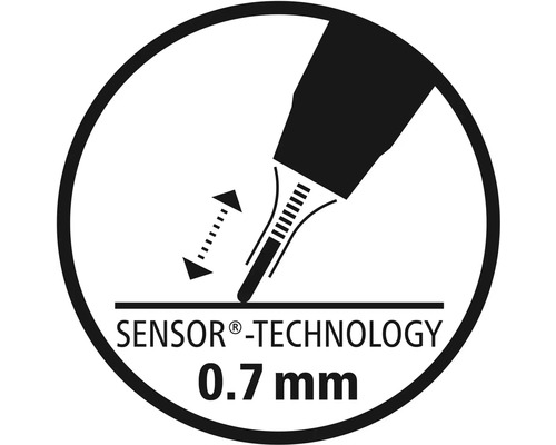 Symbol technologie Sensor s šířkou stopy 0,7 milimetru.