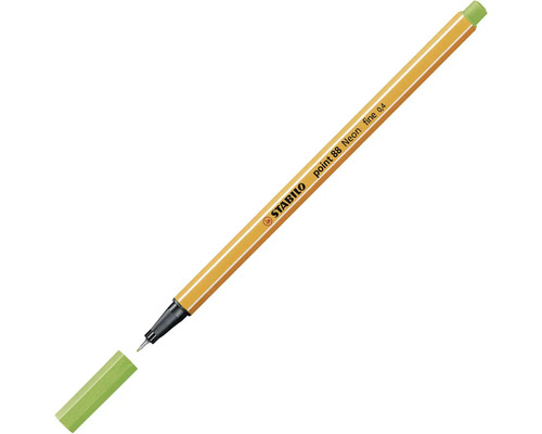 Liner Stabilo point 88 Neon v zelené barvě s tloušťkou čáry nula celá čtyři milimetry.