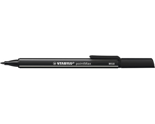 Liner Stabilo pointMax M 0,8 v černé barvě s klipem a jemným hrotem.