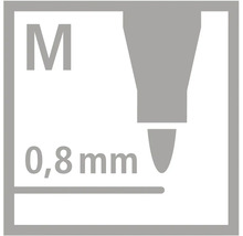 Střední hrot, šířka čáry 0,8 milimetru.